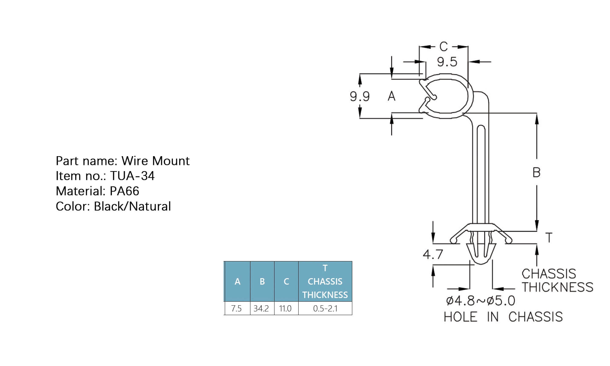 Plastic Wire Mount TUA-34